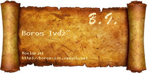 Boros Ivó névjegykártya